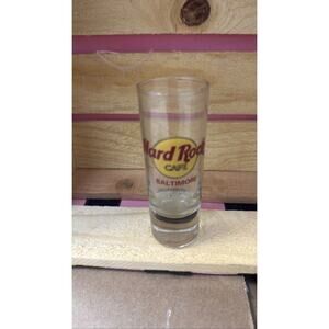 Hard Rock Cafe Baltimore Tall Shot Glass Classic Logo Red Yellow Clear